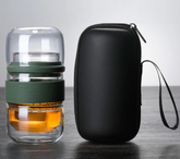 Travel Tea Set Glass Portable Teapot Teacup Set for Home Office Gifts Green