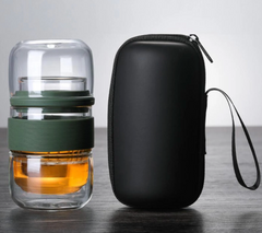 Travel Tea Set Glass Portable Teapot Teacup Set for Home Office Gifts Green