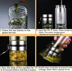 Glass Tea Infuser Bottle Double Wall