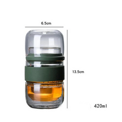 Travel Tea Set Glass Portable Teapot Teacup Set for Home Office Gifts Green