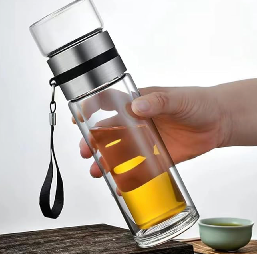 Glass Tea Infuser Bottle Double Wall