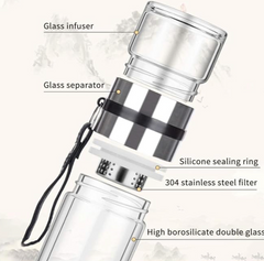 Glass Tea Infuser Bottle Double Wall